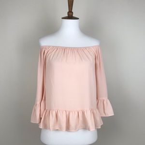 Bar III off the shoulder top peplum hem XS $49.50